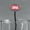 Birds & Hearts Black Plastic 7" Stir Stick - Oval - Main