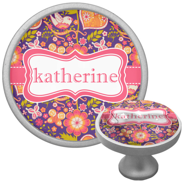 Custom Birds & Hearts Cabinet Knob (Silver) (Personalized)