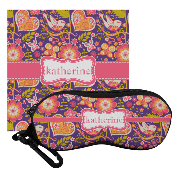 Custom Birds & Hearts Eyeglass Case & Cloth (Personalized)