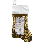 Birds & Hearts Reversible Sequin Stocking - Gold (Personalized)