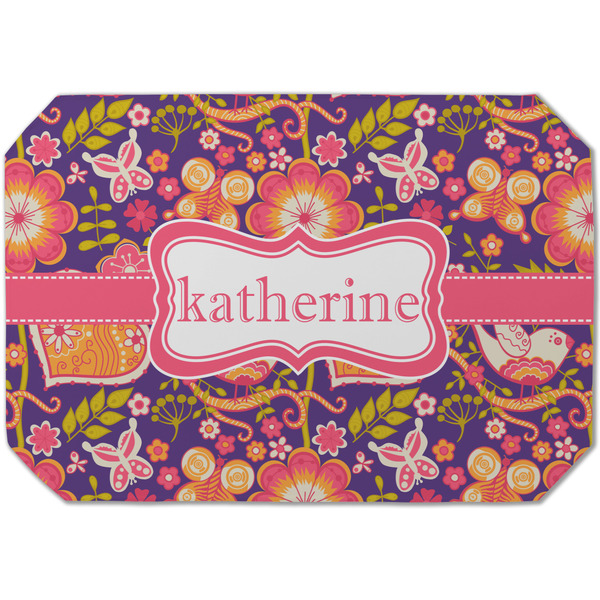 Custom Birds & Hearts Dining Table Mat - Octagon (Single-Sided) w/ Name or Text