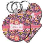 Birds & Hearts Plastic Keychain (Personalized)