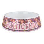 Birds & Hearts Plastic Dog Bowl - Large (Personalized)