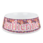 Birds & Hearts Plastic Dog Bowl - Medium (Personalized)