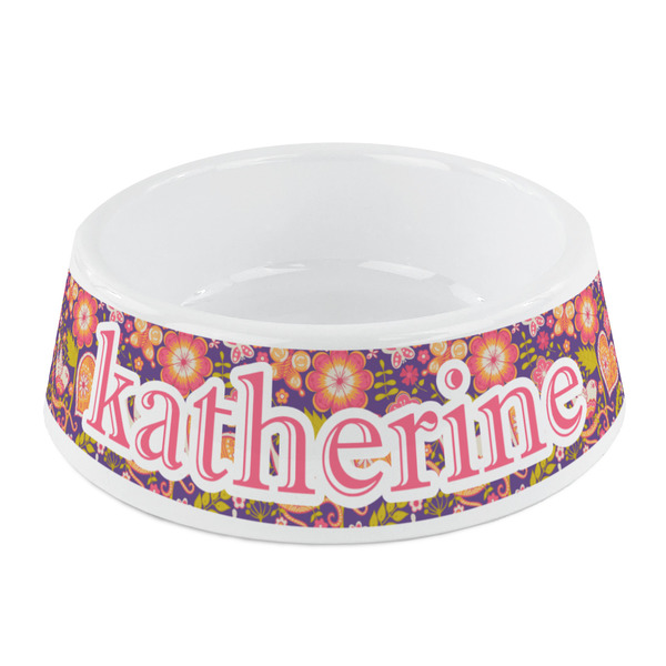 Custom Birds & Hearts Plastic Dog Bowl - Small (Personalized)