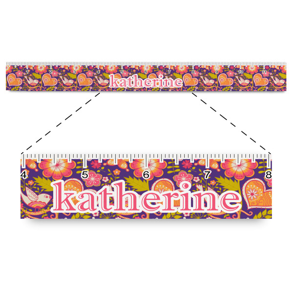 Custom Birds & Hearts Plastic Ruler - 12" (Personalized)