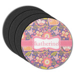 Birds & Hearts Round Rubber Backed Coasters - Set of 4 (Personalized)