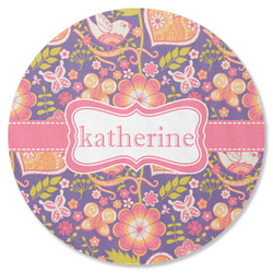 Birds & Hearts Round Rubber Backed Coaster (Personalized)