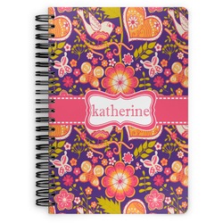 Birds & Hearts Spiral Notebook - 7x10 w/ Name or Text