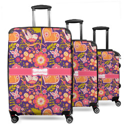 Birds & Hearts 3 Piece Luggage Set - 20" Carry On, 24" Medium Checked, 28" Large Checked (Personalized)