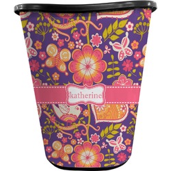 Birds & Hearts Waste Basket - Double Sided (Black) (Personalized)