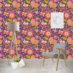 Birds & Hearts Wallpaper & Surface Covering (Peel & Stick - Repositionable)