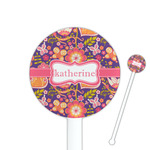 Birds & Hearts 5.5" Round Plastic Stir Sticks - White - Double Sided (Personalized)