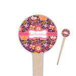 Birds & Hearts 4" Round Wooden Food Picks - Single Sided (Personalized)