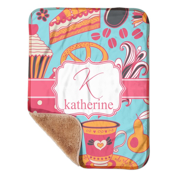 Custom Dessert & Coffee Sherpa Baby Blanket - 30" x 40" w/ Name and Initial