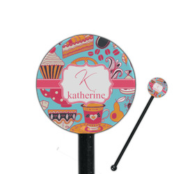 Dessert & Coffee 5.5" Round Plastic Stir Sticks - Black - Single Sided (Personalized)