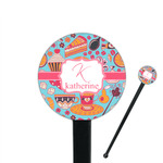 Dessert & Coffee 7" Round Plastic Stir Sticks - Black - Single Sided (Personalized)