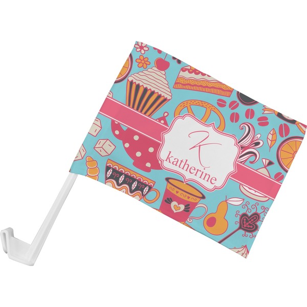 Custom Dessert & Coffee Car Flag - Small w/ Name and Initial