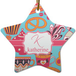 Dessert & Coffee Star Ceramic Ornament w/ Name and Initial