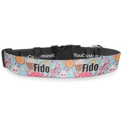 Dessert & Coffee Deluxe Dog Collar - Medium (11.5" to 17.5") (Personalized)