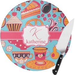 Dessert & Coffee Round Glass Cutting Board (Personalized)