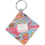 Dessert & Coffee Diamond Plastic Keychain w/ Name and Initial