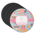 Dessert & Coffee Round Rubber Backed Coasters - Set of 4 (Personalized)