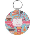 Dessert & Coffee Round Plastic Keychain (Personalized)