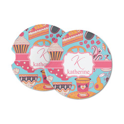 Dessert & Coffee Sandstone Car Coasters - Set of 2 (Personalized)