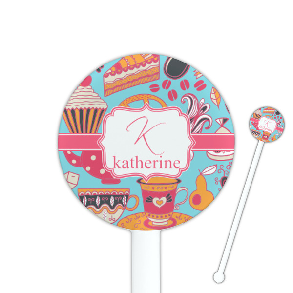 Custom Dessert & Coffee 5.5" Round Plastic Stir Sticks - White - Double Sided (Personalized)