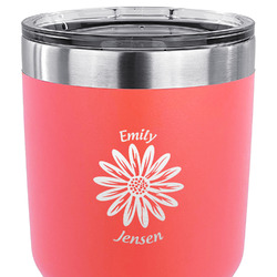 Daisies 30 oz Stainless Steel Tumbler - Coral - Double Sided (Personalized)