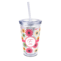 Daisies 16oz Double Wall Acrylic Tumbler with Lid & Straw - Full Print (Personalized)