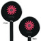 Daisies Black Plastic 5.5" Stir Stick - Double Sided - Round - Front & Back