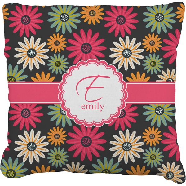 Custom Daisies Faux-Linen Throw Pillow 20" (Personalized)