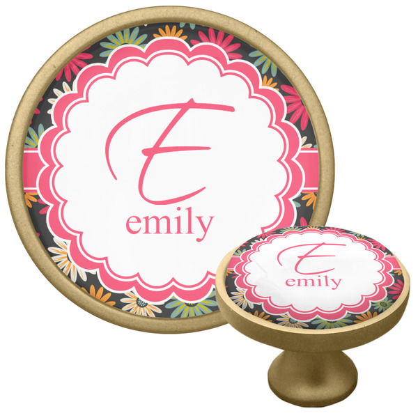 Custom Daisies Cabinet Knob - Gold (Personalized)