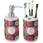 Daisies Ceramic Bathroom Accessories Set (Personalized)