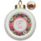 Daisies Ceramic Christmas Ornament - Poinsettias (Front View)