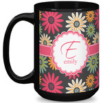 Daisies 15 Oz Coffee Mug - Black (Personalized)