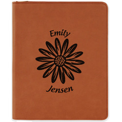 Daisies Leatherette Zipper Portfolio with Notepad - Single Sided (Personalized)