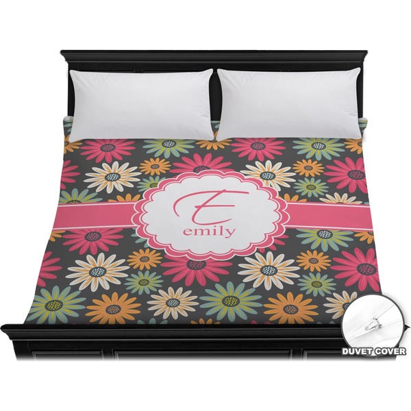 Custom Daisies Duvet Cover - King (Personalized)