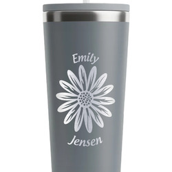 Daisies RTIC Everyday Tumbler with Straw - 28oz - Grey - Double-Sided (Personalized)