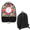 Daisies Large Backpack - Black - Front & Back View