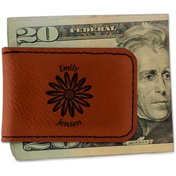 Daisies Leatherette Magnetic Money Clip - Double Sided (Personalized)