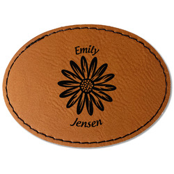 Daisies Faux Leather Iron On Patch - Oval (Personalized)