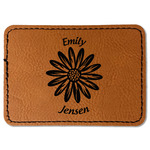 Daisies Faux Leather Iron On Patch - Rectangle (Personalized)