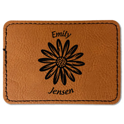 Daisies Faux Leather Iron On Patch - Rectangle (Personalized)