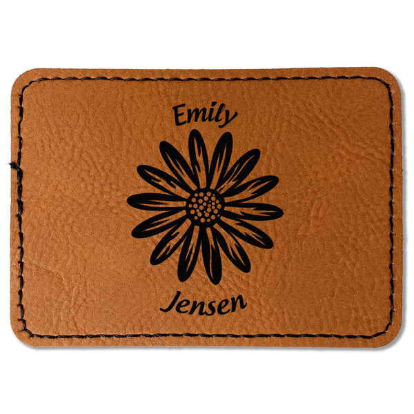 Custom Daisies Faux Leather Iron On Patch - Rectangle (Personalized)