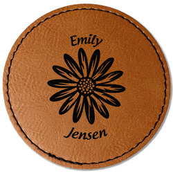 Daisies Faux Leather Iron On Patch - Round (Personalized)