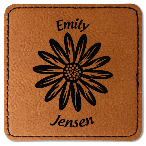 Custom Daisies Faux Leather Iron On Patch - Square (Personalized)