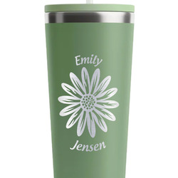 Daisies RTIC Everyday Tumbler with Straw - 28oz - Light Green - Double-Sided (Personalized)